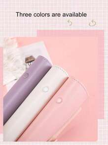 1pc Transparent PVC Candy Color Splicing Binder Loose Leaf Notebook, Includes 6-Ring Binding, 6 Zipper Pouches, 2 English Dividers Back To School,Back To School,School Supplies