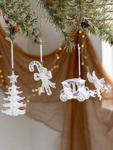 1pc Christmas Hanging Decorations, Plastic Christmas Trees, Christmas Crutches, Christmas Butterflies, Christmas Snowflakes, Christmas Elk, Christmas Angels, Christmas Tree DIY Decorations Pendant, Holiday Party Wedding Decorations, Christmas Decorations Crystal Acrylic Pendant, New Year Party Decorations Hanging Decorations, 6PCS/6cm Shiny Shatterproof Christmas Ball Pendant, Christmas Tree Decorations, Christmas Party Decorations Christmas Ball, For Holiday Parties, Christmas Parties, Halloween Decor, Live Decor, Holiday Decor, Home Decor, Office Decor, Party Gifts, Room Decor, Aesthetic Room Decor, Bedroom Decor, Home Decor, Christmas Party Decor, Christmas, Happy New Year, Christmas Presents, Christmas Decorations - Multicolor - View 2
