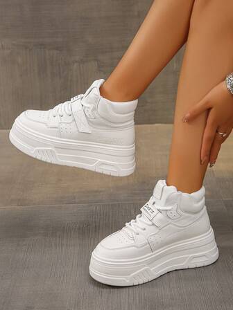 Fall/Winter Women's Platform Sneakers, Non-Slip Comfortable Fashion Casual High Top Shoes With Hook & Loop Closure