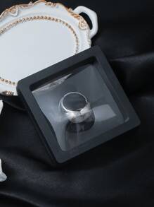 1 件时尚 3D 方晶锆石心形戒指适合日常佩戴，适合女性和情侣情人节、妈妈、母亲、母亲节、礼物 - 銀色 - 查看 7
