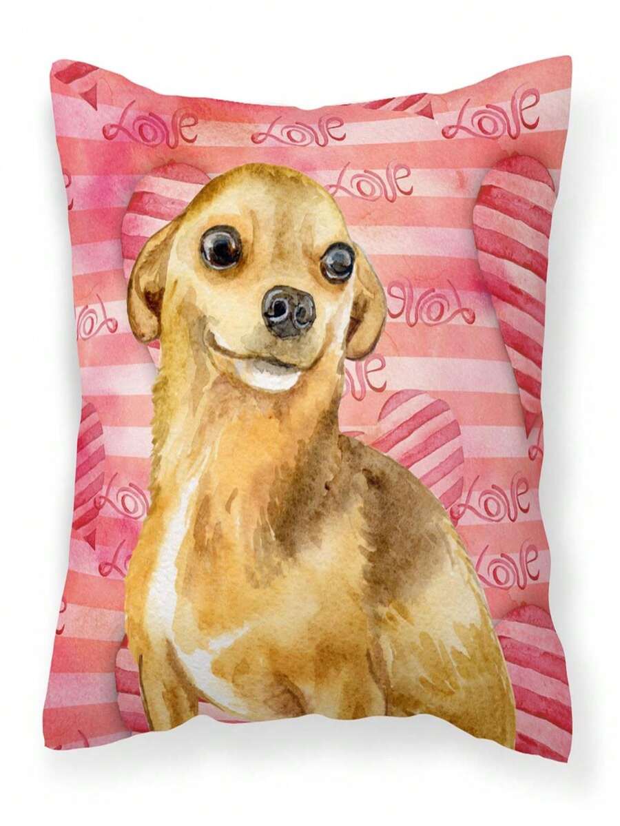Carolines Treasures BB9745PW1414 Chihuahua Love Fabric Decorative Pillow - 彩色 - 查看 1