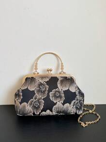 新款中国风民族风刺绣手提包时尚珍珠钱包女士斜挎包夏季 - 黑色 - 查看 5