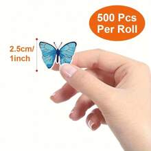 500pcs/Roll, 0.98in Butterfly Flower Stickers For Decorating Gift Boxes, Self-Adhesive Labels - Multicolor - View 4