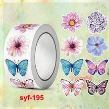 500pcs/Roll, 0.98in Butterfly Flower Stickers For Decorating Gift Boxes, Self-Adhesive Labels - Multicolor - View 1