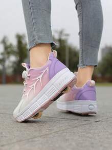 Modne nowe łyżwy Heelys z podwójnymi kółkami Niewidoczne trampki na kółkach dla dziewczynek, obrotowy przycisk Łatwe w noszeniu Chłopcy 2-kołowe wrotki