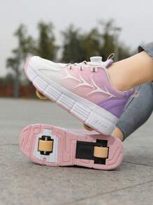 Modne nowe łyżwy Heelys z podwójnymi kółkami Niewidoczne trampki na kółkach dla dziewczynek, obrotowy przycisk Łatwe w noszeniu Chłopcy 2-kołowe wrotki