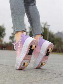 Modne nowe łyżwy Heelys z podwójnymi kółkami Niewidoczne trampki na kółkach dla dziewczynek, obrotowy przycisk Łatwe w noszeniu Chłopcy 2-kołowe wrotki