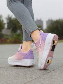Modne nowe łyżwy Heelys z podwójnymi kółkami Niewidoczne trampki na kółkach dla dziewczynek, obrotowy przycisk Łatwe w noszeniu Chłopcy 2-kołowe wrotki