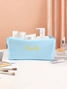 Customized Embroidery Exclusive To Your Name, Early Spring New Makeup Bag, Lightweight Nylon Zipper Pocket Opening Storage Bag, Large Capacity Coin Purse, Cosmetics Storage Bag, Pen Bag, Suitable For Shopping, Dating, Vacation, Travel, Festivals, Parties, Gifts, Is The Best Gift For Ladies, Mothers, Teachers, Friends, Bridesmaids, And Students