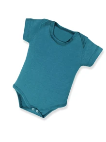 8 Piece Baby Bodysuit Kit Short Sleeve Summer Mesh Plain And Printed Cotton Girl And Boy - 藍色 - 查看 10