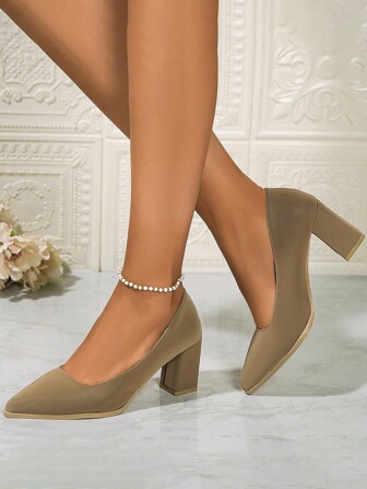 A Pair Of Women's 2025 Black High Heels, Professional Women's Thick Heels, Pointed Pointed Temperament, Versatile Soft Leather, Not Tiring Feet, Work Shoes For Women, Shoes