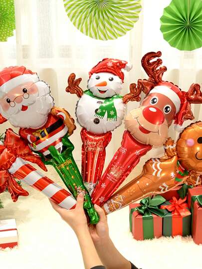 5/10pcs 60cm Large Christmas Handheld Balloons Batting Air Balloon Christmas Stick New Year Christmas Party Decorations Christmas 2025,Christmas