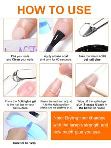 TWOING 30g Solid Nail Glue Gel For False Nail Tips, Huge Capacity Press On Nail Glue Strong Adhesive Solid Rhinestone Glue Gel For Salon Art DIY At Home, Need UV Light Cured - Trong sáng - Xem 5