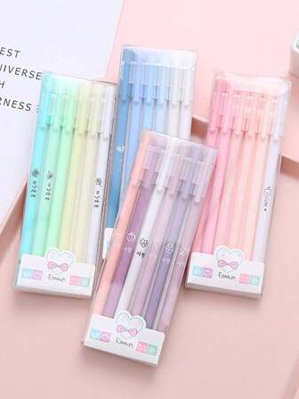 6pcs/Set Moroandi Color Creative & Minimalist Ballpoint Pen Set, Vintage Stationery Office Supplies Back To School