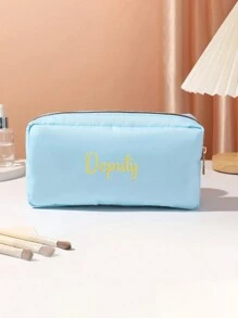 Customized Embroidery Exclusive To Your Name, Early Spring New Makeup Bag, Lightweight Nylon Zipper Pocket Opening Storage Bag, Large Capacity Coin Purse, Cosmetics Storage Bag, Pen Bag, Suitable For Shopping, Dating, Vacation, Travel, Festivals, Parties, Gifts, Is The Best Gift For Ladies, Mothers, Teachers, Friends, Bridesmaids, And Students