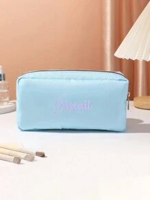 Customized Embroidery Exclusive To Your Name, Early Spring New Makeup Bag, Lightweight Nylon Zipper Pocket Opening Storage Bag, Large Capacity Coin Purse, Cosmetics Storage Bag, Pen Bag, Suitable For Shopping, Dating, Vacation, Travel, Festivals, Parties, Gifts, Is The Best Gift For Ladies, Mothers, Teachers, Friends, Bridesmaids, And Students