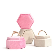 1pc Velvet Ring Box/Earring Box/Jewelry Box/Hexagon Jewelry Box, Jewelry Packaging Box/Elegant Small Gift Box For Couple Or Friend - Multicolor - View 11