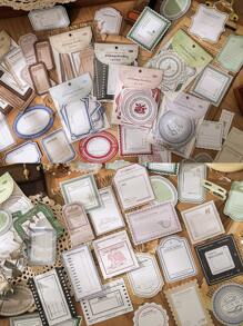 20pcs/Pack Vintage Embossed Memo Cards Decorative Background Papers For Diary/Scrapbooking Back To School - Multicolor - View 2