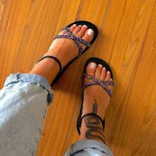 Women's  Sandal Black Colors Strass Luxor - 黑色 - 查看 3