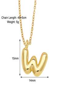 Bubble Letter Stainless Steel Necklace Gold For Women - 18K Gold-Plated Initial Necklace, Delicate Letter Gold Necklace, Layered Gold Necklace, Stylish Initial Necklace Jewelry