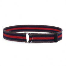 Men's Canvas Fabric Belt 2 Grosgrain Edges Half Ring Buckle High Quality - 黑灰色 - 查看 9