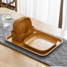 1/2/4/8 件木纹 PP 小吃托盘、开胃菜盘、水果盘、糖果盘、甜点盘、下午茶托盘、现代木纹餐盘圣诞礼物 - 彩色 - 查看 2