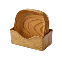 1/2/4/8 件木纹 PP 小吃托盘、开胃菜盘、水果盘、糖果盘、甜点盘、下午茶托盘、现代木纹餐盘圣诞礼物 - 彩色 - 查看 7