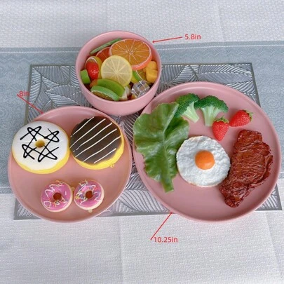 8 Inches Ceramic Plates, Special Plates With Optional Colors, Healthy And Good Looking, One Color Each Of Pink/Green/Basket/Orange, Set Of 4, Minimalist Style Colorful Ceramic Plates, Steak Plates, Salad Plates, Pasta Plates, Microwave, Dishwasher, And Oven Safe, Can Be Used For Steak, Pasta, Grains, Salads, Pizzas And So On.