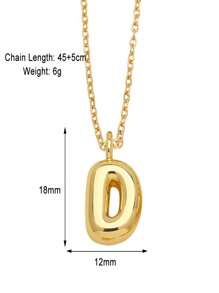 Bubble Letter Stainless Steel Necklace Gold For Women - 18K Gold-Plated Initial Necklace, Delicate Letter Gold Necklace, Layered Gold Necklace, Stylish Initial Necklace Jewelry