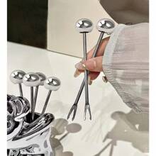 1/5/10/20 st. fruktgafflar i rostfritt stål, nordisk stil, premium dessertgafflar, lyxiga eleganta fruktpetare till jul, skolmaterial - Multifärgad - Visa 3