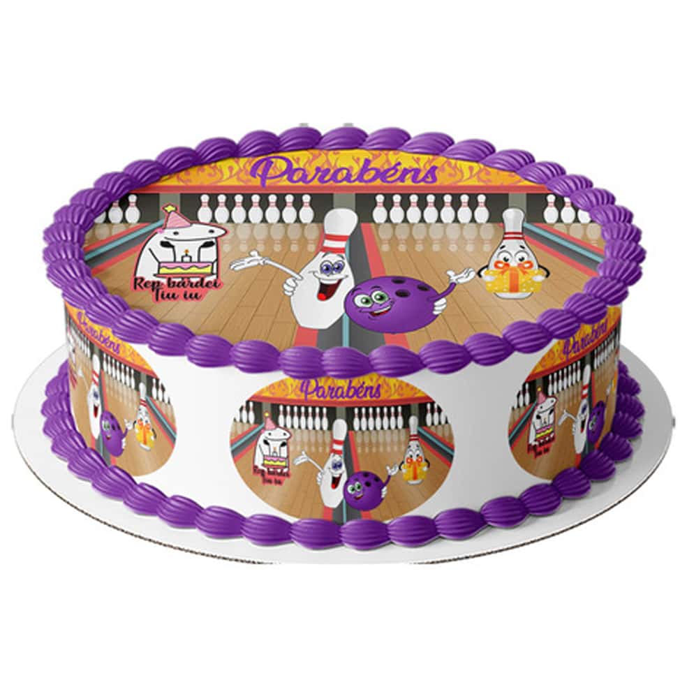 Pastry Paper For General Decoration For Cake 20cm Bowling Alley Bowling Flork Meme Bento M6 3D Image - Dusty Purple - View 1