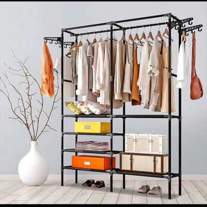 1 closet de doble multifuncional de 3 capas, soporte de acero inoxidable, gran capacidad, almacenable ropa, zapatos, juguetes, etc.