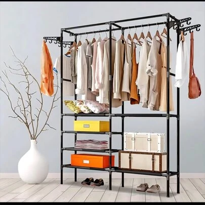 1 closet de doble multifuncional de 3 capas, soporte de acero inoxidable, gran capacidad, almacenable ropa, zapatos, juguetes, etc.