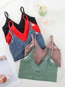 5pcs/Pack Women's Sports Bras Racerback Yoga Fitness Running Crop Tops - Multicolor - View 2