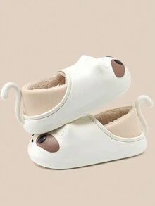 Dép giữ nhiệt chống thấm nước cho nữ, đế dày, mũi kín, lót giữ nhiệt, dép đi trong nhà ngoài trời ấm áp mùa đông - trắng - Xem 3