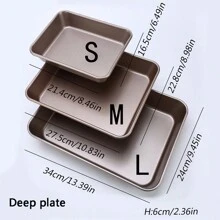 1 khay nướng bằng thép cacbon chống dính, có sẵn hình chữ nhật/vuông, sâu/nông, nhiều kích cỡ khác nhau. Thích hợp để nướng bánh quy, bánh mì, bánh ngọt - Vàng - Xem 3