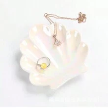 1pc Shell Ceramic Dish, Unique Home Decor, Tabletop Ornament, Nordic Style, Photo Backdropjewelry Box,Jewellery Box,Jewelry Organiser For Women And Girls,Jewelry Holder, Ideal For Halloween Earrings,Necklace,Rings,And Wedding Accessories;Also Suitable For  Home Decor And Bridesmaid Gift - Multicolor - View 6