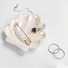 1pc Shell Ceramic Dish, Unique Home Decor, Tabletop Ornament, Nordic Style, Photo Backdropjewelry Box,Jewellery Box,Jewelry Organiser For Women And Girls,Jewelry Holder, Ideal For Halloween Earrings,Necklace,Rings,And Wedding Accessories;Also Suitable For  Home Decor And Bridesmaid Gift - Multicolor - View 8