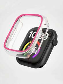 1个男女通用粉色休闲PC镂空防震夜光时尚手表壳，兼容 38/40/41/42/44/45/46/49mm，兼容 Series Ultra/SE/11/10/9/8/7/6/5/4/3/2/1，智能手表保护壳配件