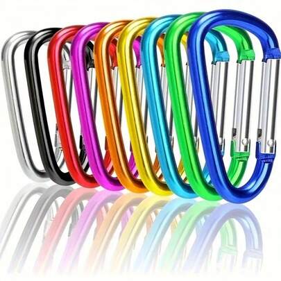 10pcs Colorful Aluminum Carabiners, Durable Spring Clips, Suitable For Camping, Backpacking, Keychains, Outdoor Accessories