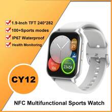 CY12 智能手表，通话防水，NFC 多功能智能手表，各种 UI 菜单，人工智能语音助手，离线支付，远程音乐，远程相机，天气 - 彩色 - 查看 1