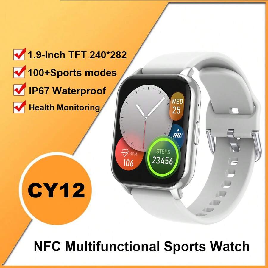 CY12 智能手表，通话防水，NFC 多功能智能手表，各种 UI 菜单，人工智能语音助手，离线支付，远程音乐，远程相机，天气 - 彩色 - 查看 1
