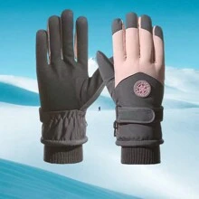 1 Paar dicke, winterfeste Outdoor Ski- und Radfahrhandschuhe für Damen, winddicht, wasserdicht, rutschfest, abriebfest, mit Touchscreen-Funktion und Wärmeisolierung, Winterhandschuhe, Handwärmer, Ski-Handschuhe, Schnee-Handschuhe
