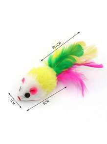 1 a 6 piezas Juguetes para gatos de ratones de peluche rellenos de plumas de colores alegres, con pintura ligeramente descascarada en el punto de sujeción pero que no afecta el juego del gato