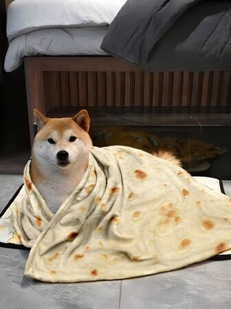 1pc Tortilla/Flatbread Blanket, Soft Throw Blanket, Warm Bed Blanket, Funny Food Round Blanket For Adult Men And Women, Novelty Realistic Cookie Blanket, Oversized Unique Food Blanket For All