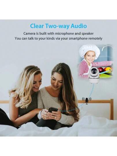 1pc 2K Indoor Security Camera Mobile App, Baby/Elderly/Pet Monitor, 1080P Rotating Home Camera, 2.4G WiFi Two Way Audio, Human Detection, Motion Tracking, SD Cloud Storage view 3