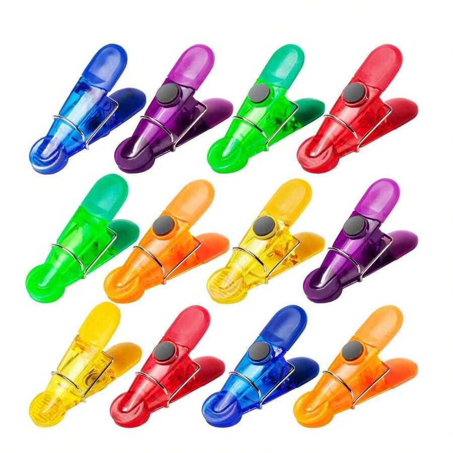 12 Chip Bag Clips, Food And Snack Bag Clip Seals, Refrigerator Magnet Clips For Kitchen Use - Multicolor - View 1