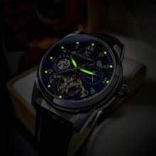 FENSIR Brand New Automatic Mechanical Watch With Moon Phase, Luminous, Waterproof, Leather Strap, Luxury Men's Watch