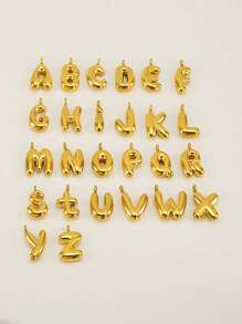 Bubble Letter Stainless Steel Necklace Gold For Women - 18K Gold-Plated Initial Necklace, Delicate Letter Gold Necklace, Layered Gold Necklace, Stylish Initial Necklace Jewelry