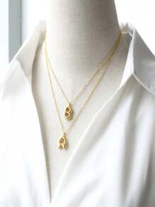 Bubble Letter Stainless Steel Necklace Gold For Women - 18K Gold-Plated Initial Necklace, Delicate Letter Gold Necklace, Layered Gold Necklace, Stylish Initial Necklace Jewelry